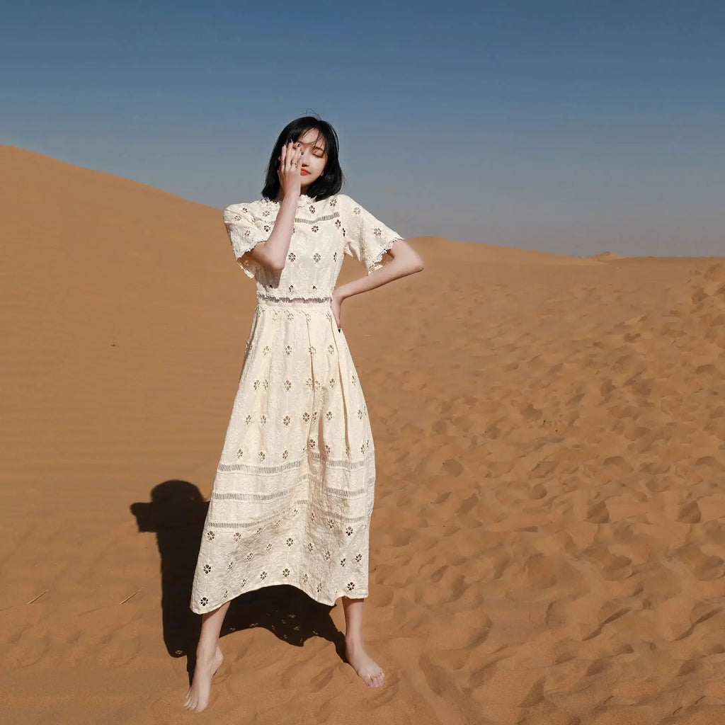 Gypsylady Boho Elegant Chic Maxi Dress Hollow Out Casual Summer Women Dresses Sheer Sexy Holiday Casual Ladies Dress Vestidos