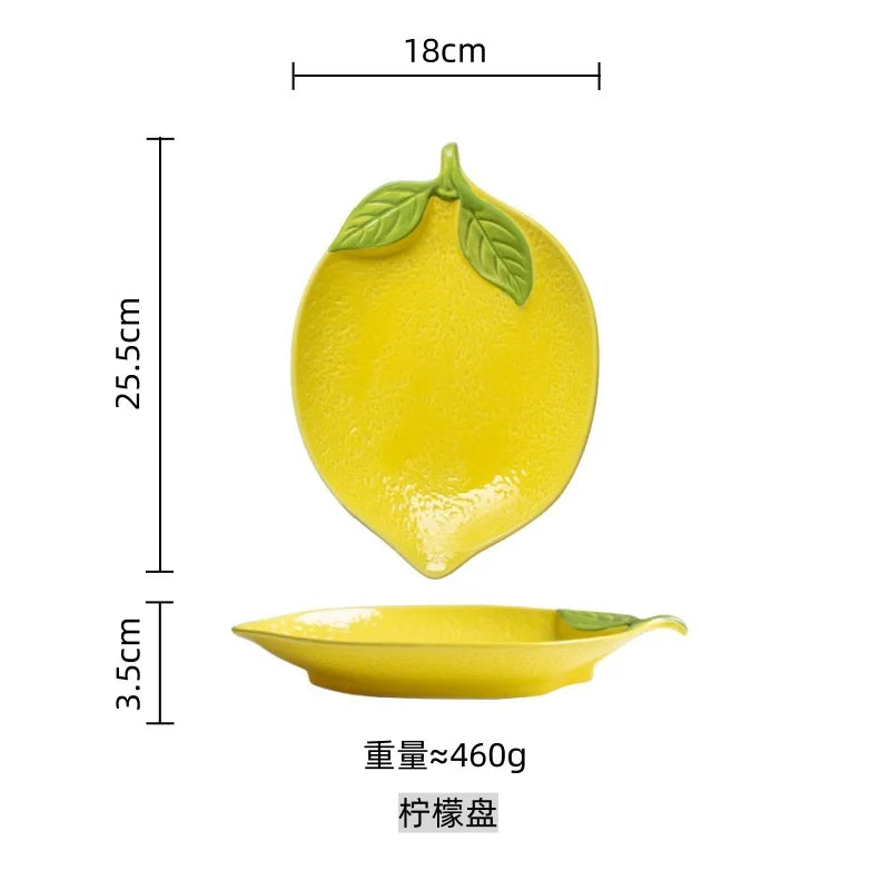 Cartoon Lemon Shaped Ceramic Sauce Dish Tableware Creative Fruit Sushi Dessert Cake Plates High Aesthetic Breakfast Dishes
