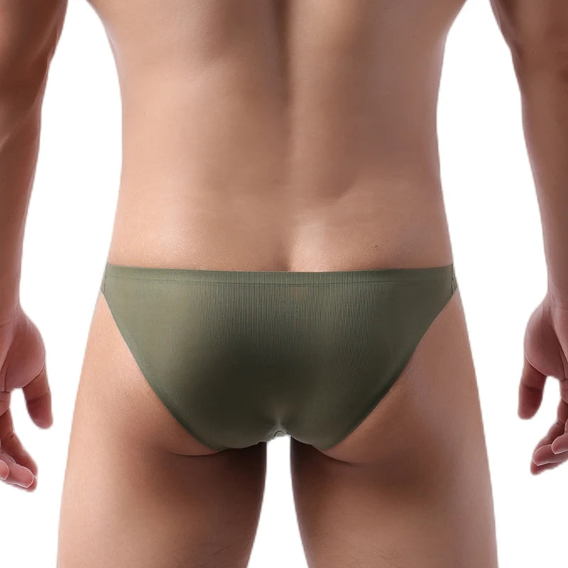 Mens Elastic Seamless Briefs Shorts Underwear Breathable Ice Silk Briefs Cueca U Pouch Soft Comfortable Underpants Male Panties