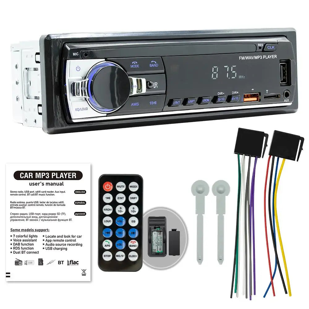 Car Radio 1 din Stereo Player Digital Bluetooth Car MP3 Player 60Wx4 FM Radio Stereo Audio Music USB/SD with In Dash AUX Input