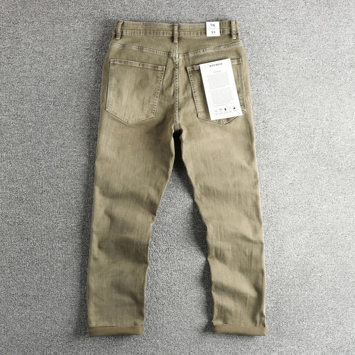 2025 Spring And Summer New American Retro High-elasticity Slub Cotton Men's Washed Straight Jeans Fashion Loose Casual Pants