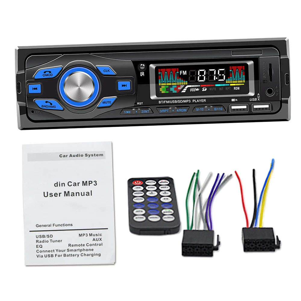 Car MP3 Player 1DIN Car Radio Stereo Audio Bluetooth AM FM SD USB Classic Stereo Audio Playe APP Remote Control 6oWx4
