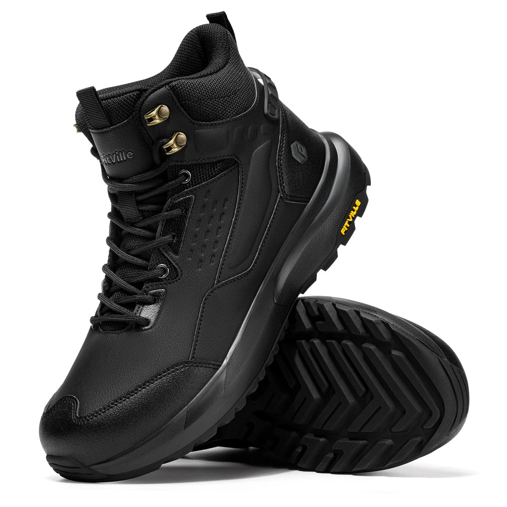 FitVille Men's Wide Hiking Boots Water Resistant High-top Trekking Shoes for Men Non-Slip Outdoor Tactical Combat Military Boot