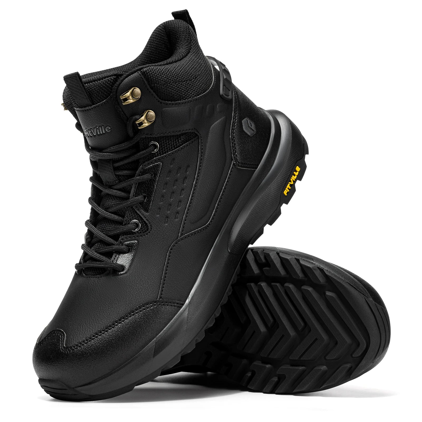 FitVille Men's Wide Hiking Boots Water Resistant High-top Trekking Shoes for Men Non-Slip Outdoor Tactical Combat Military Boot
