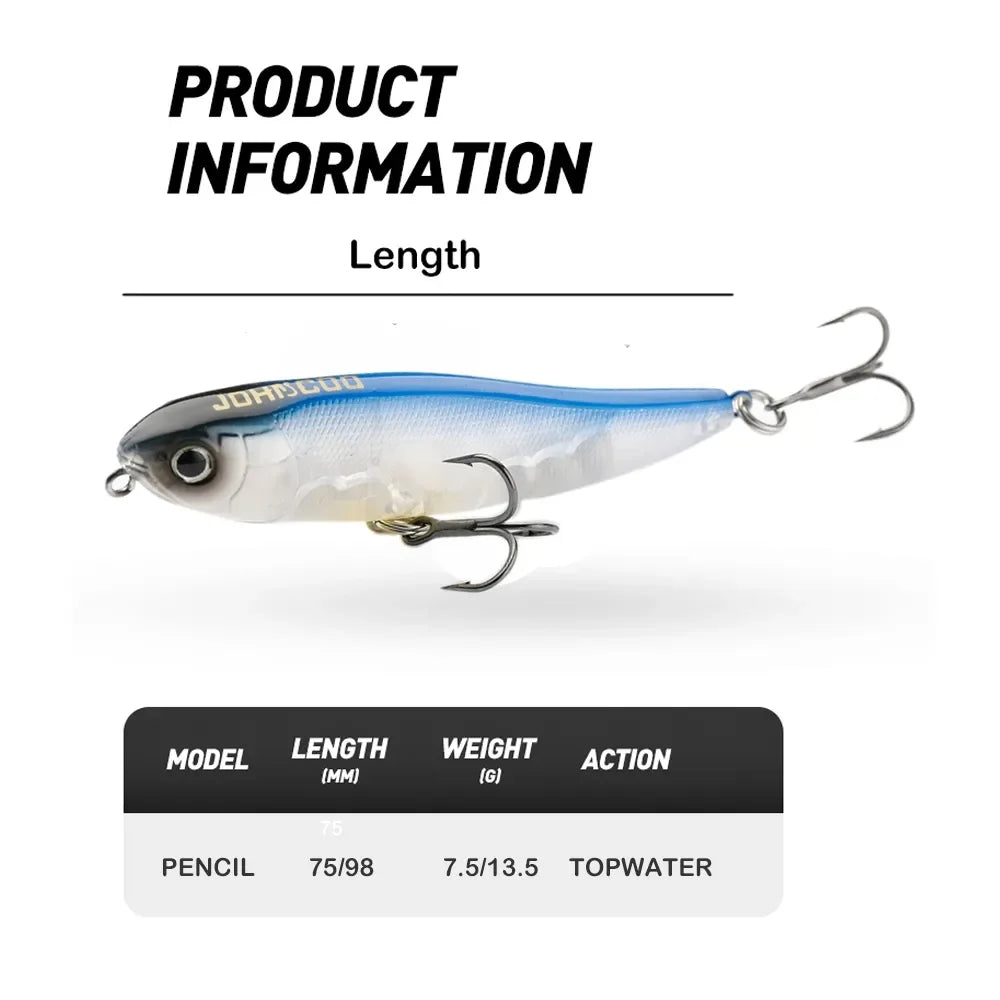 Hardbait Topwater Pencil Lure 75mm/7.5g 98mm/13.5g Bass Fishing Tackle Carp Pesca Saltwater Isca Artificial Fish Accessories