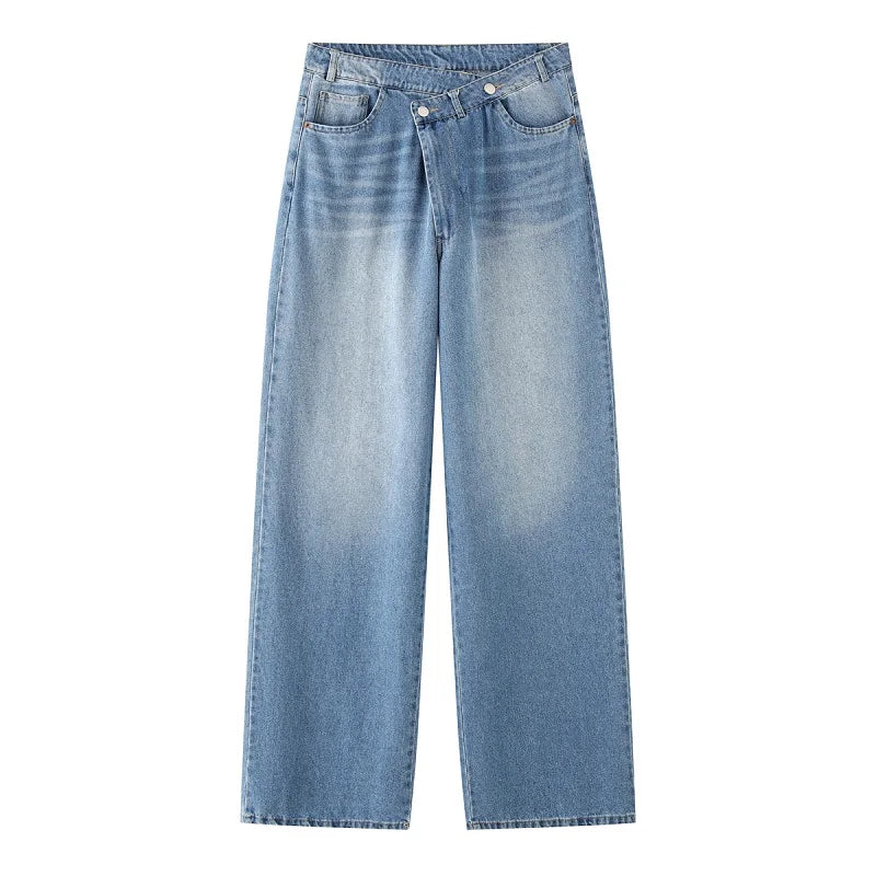 MUJER 2025 Women's Jeans Blue Baggy Jeans for Women High Waist Mom Jeans Woman Wide Leg Denim Pants Woman Jeans Summer Trousers