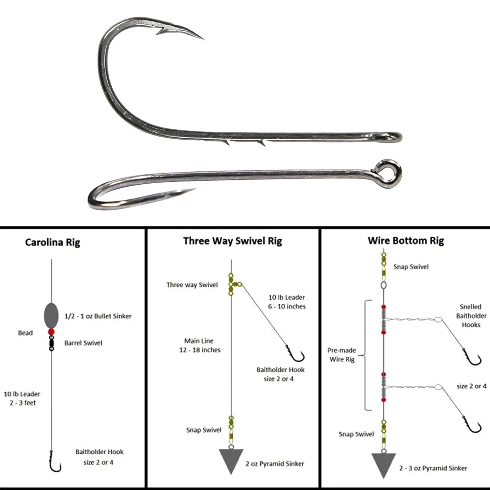 B&U 50pcs/lot Fishhooks High Carbon Steel Long And Straight Shank Barbed Fishing Hooks For Fresh And Saltwater Fishing
