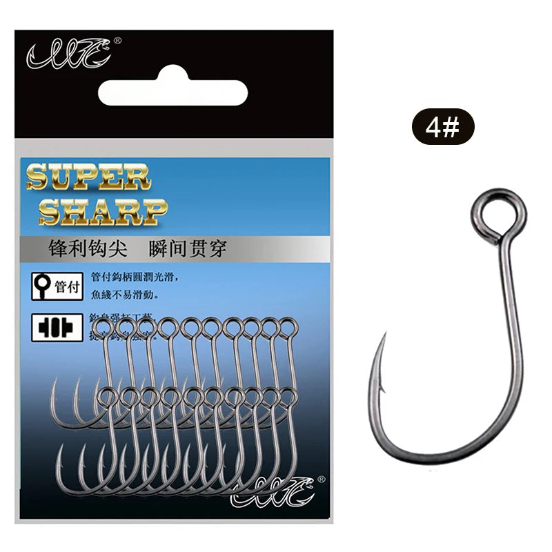 20Pcs/set Fish Hooks 4# 6# 8# 10# 12# Big Eye Single Fishing Hooks Lnline Fish Hooks For Live Bait&Hardbait Fishing Accessories