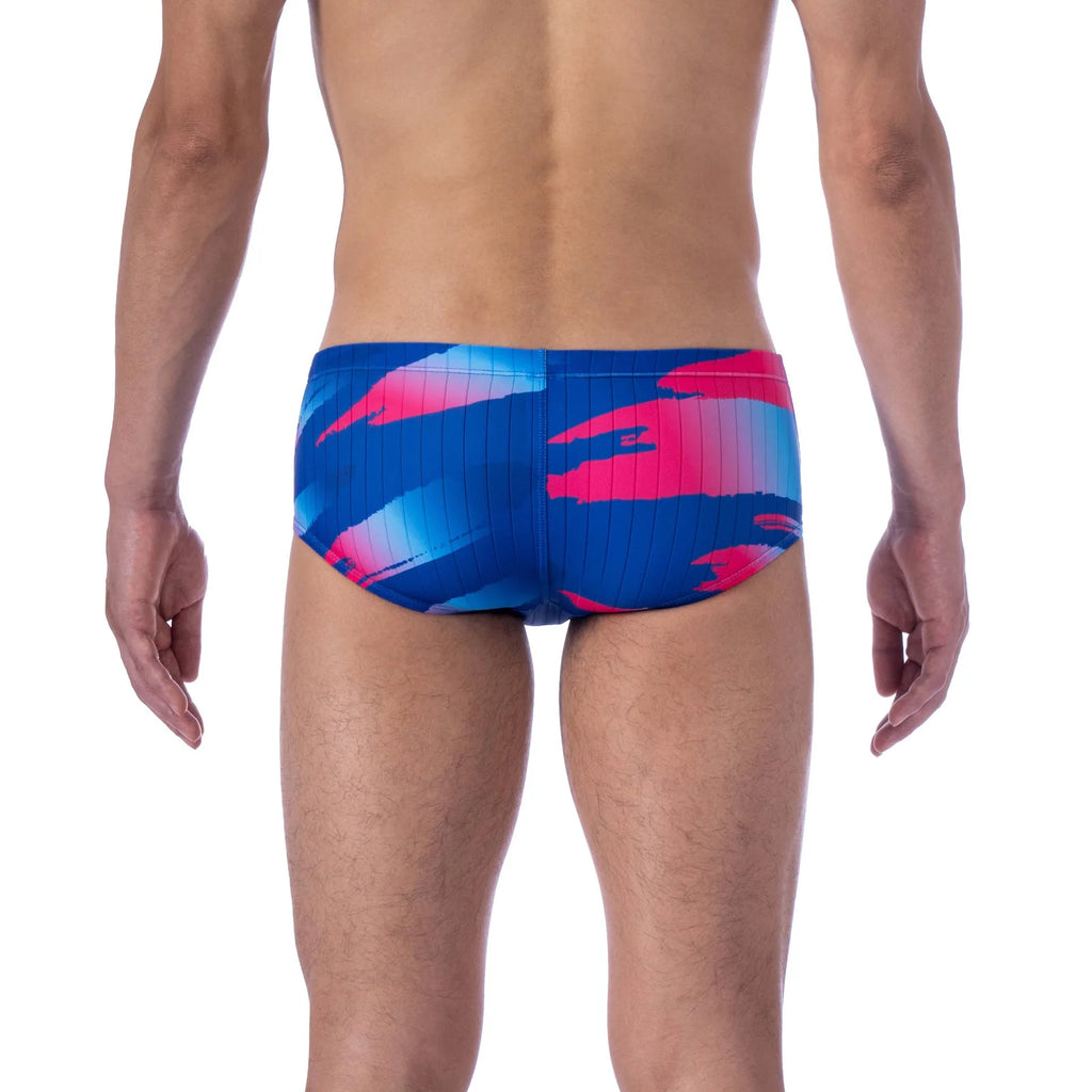 Men Ployester Print Swimsuit Swim Brief with Adjustable Drawstring Mens Bathers Training Competition Racing Briefs MY KILOMETRE