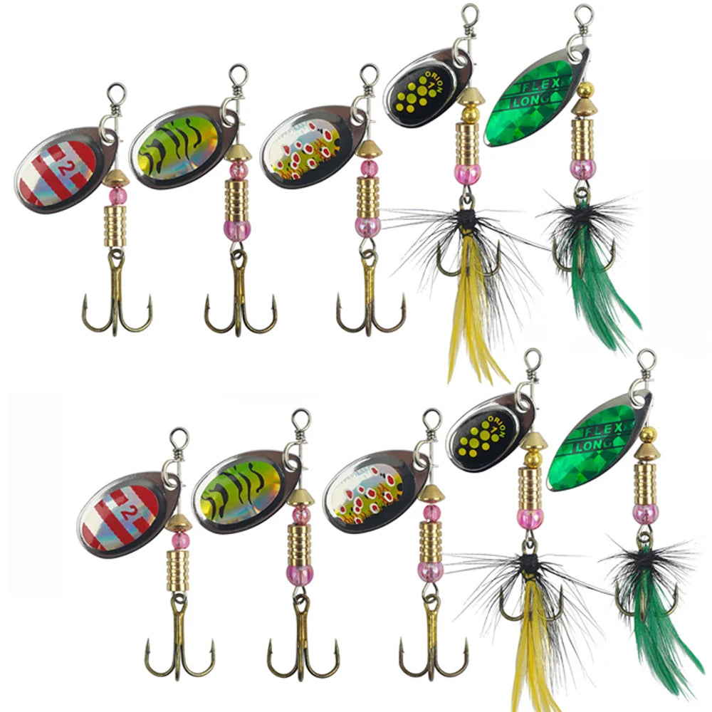 5/10/20Pcs Spinner bait Bass Fishing Lures Spinnerbaits Spoon Lures Feather treble hooks for Trout Salmon Metal Spinner Lure