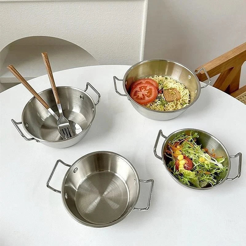 Stainless Steel Seafood Rice Pot Home Cooking Paella Pan Picnic Snack Plates Cookware Saucepan Dry Pots With Handle For Kitchen