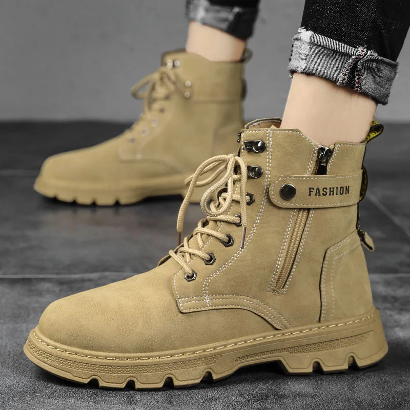 Mens Shoes Fashion Security Boots Black High-top Leather Boots Outdoor Shoes for Men Tactical Combat Boot Anti Slip Hunting Shoe