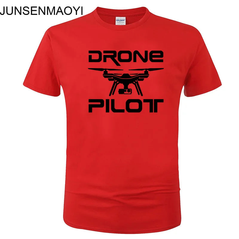 2025 New DRONE PILOTUAV Funny Printed T Shirt Summer Casual Cotton Short Sleeve O-Neck Men Clothing Brand Tee Plus Size XS-XXXL