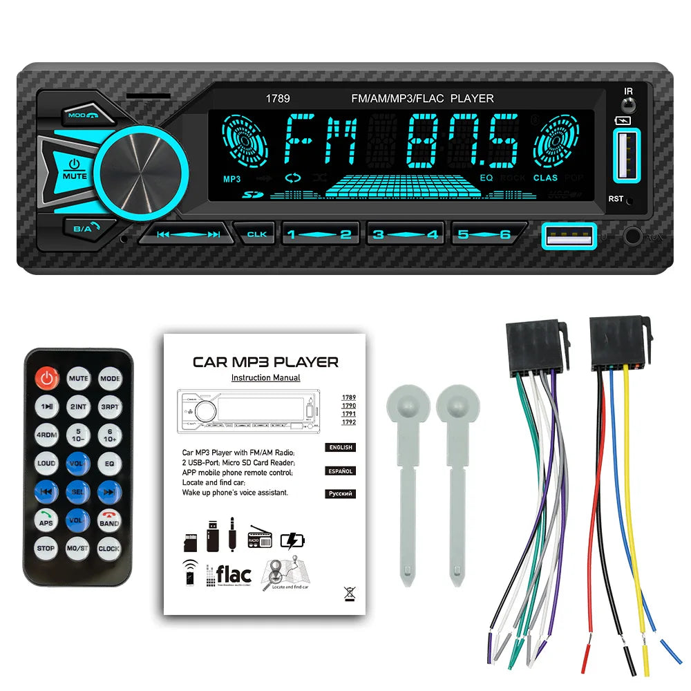 Car MP3 Player with BT Wireless FM Radio Dual USB Fast Charger TF/AUX Support And SWC Multimedia Stereo For All Vehicles