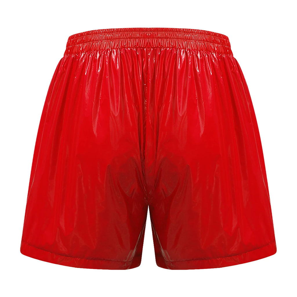 Swimwear Mens Wet Look Athletic Running Swim Shorts Athletic Beach Swimming Trunks with Pockets Stripes Elastic Waistband Shorts