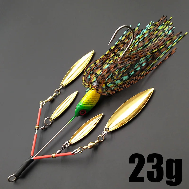 Lunker Spinner Baits Hard Fishing Lure 23g Noisy Buzz Rotating Blade Bubble Vibration Tandem Spin Willow Bass Trout Perch Pike