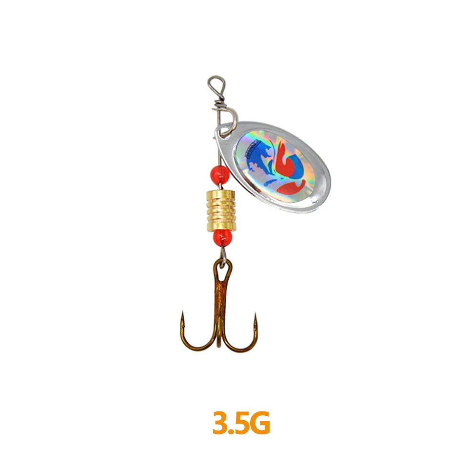 1Pcs 3G 3.5G 4.5G Spinner Lures Rotating Spinners Spoon Hard Bait Pike Metal With Treble Hooks Fishing Lure Pesca Tackle