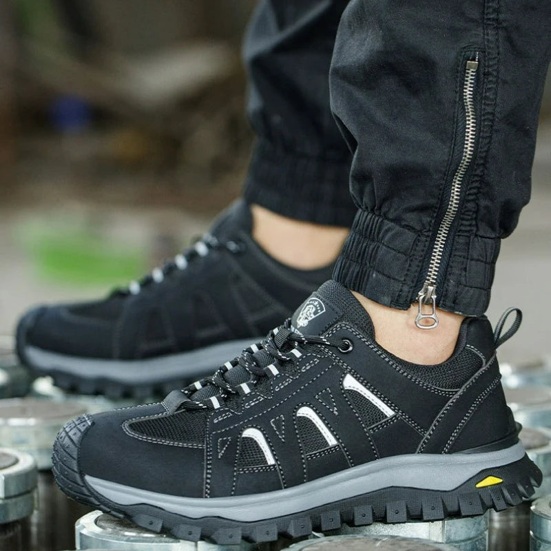 Men's Safety Boots Work Protective Shoes Anti-smash Anti-puncture Men Boots Outdoor Sneakers Non-slip Lace-up Steel Toe Shoes