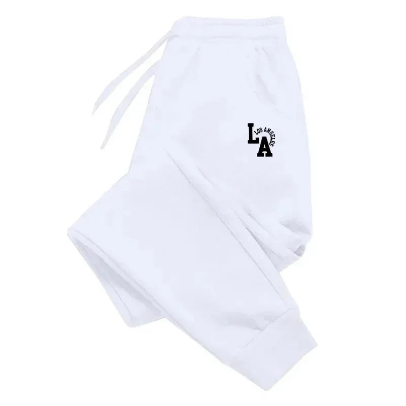 Mens Casual Pants LA Print Sweatpants Men Running Jogger Sports Gym Trousers Fashion Solid Color Workout Long Pants