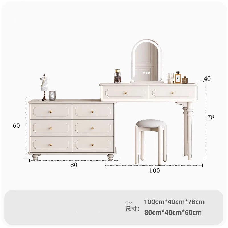 Modern Luxury Vanity Table Drawer Storage Simple Aesthetic Makeup Vanity Table With Mirror Trendy Penteadeira Bedroom Furniture