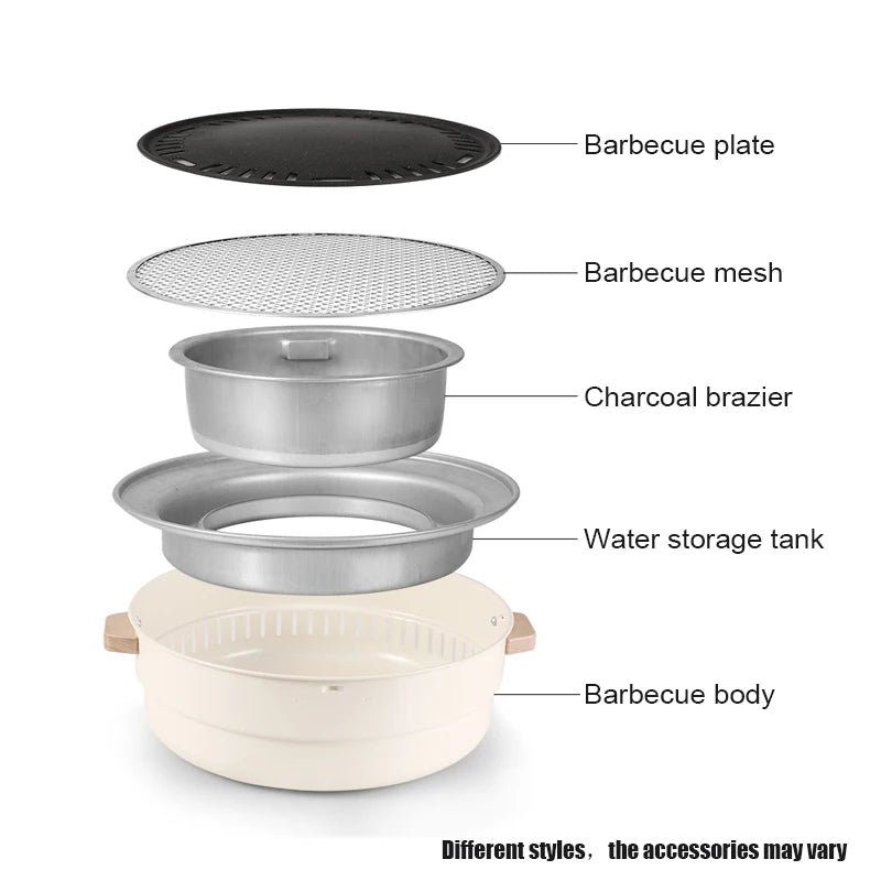 Barbecue Grill Suitable Home Outdoor Courtyard Camping Charcoal BBQ Stove Grills Mesh Portable Smokeless Barbecue Grill Pan