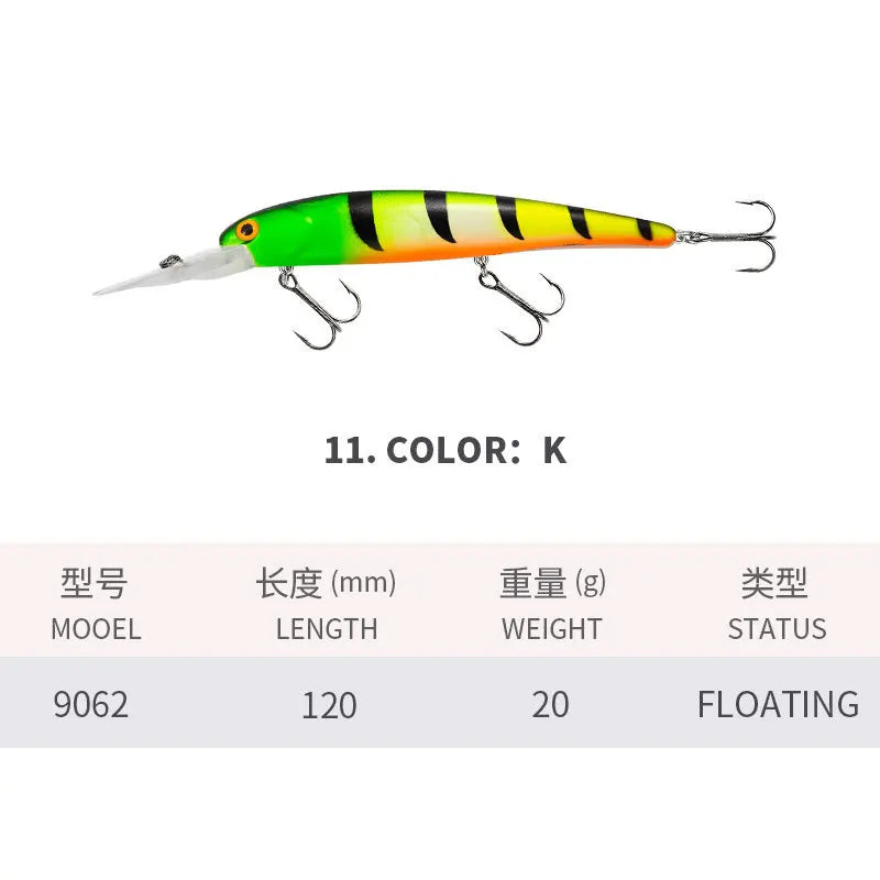 120MM 20G Minnow Fishing Lures Floating Wobbler Long Casting Artificial Hard Bait Trolling Jerkbait Depth 3-8M Fishing Supplies