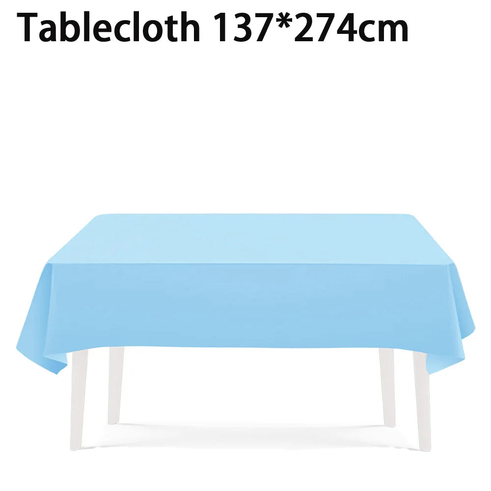 Solid color party supplies tableware paper plates cups napkins tablecloths suitable for birthday party guests banquet baby showe