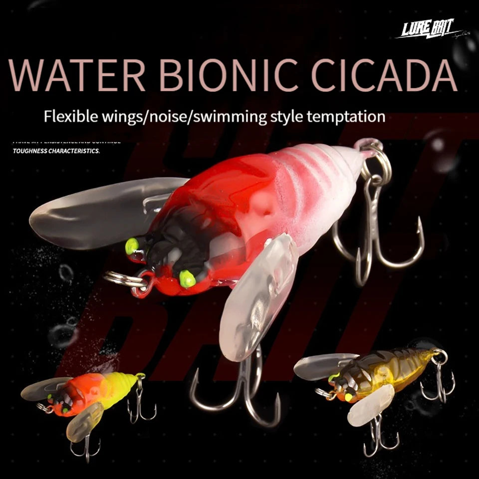 WALK FISH 6.5g/5cm Topwater Noise Simulation Cicada Fishing Lure Flexible Wings Hard Bait Pike Tackle Temptation Luminous Design