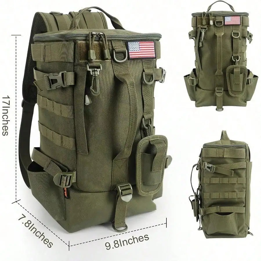 Fishing Tackle Bag with Rod Holders, Large Storage, Tackle Box Backpack for Carrying Fishing Gear and Equipment, Gifts for Men