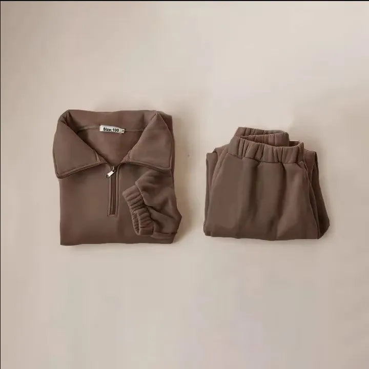 Children Clothes Sets Kids Sportswear Suits for Children Warm Autumn Winter Fleece Sweatshirt + Pant Kids Boy Girl Outfit