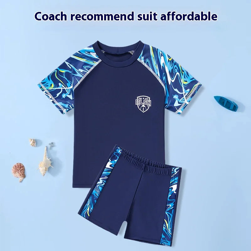 New Kids Swimsuit Medium Kids Baby Split Suit Swim Trunks Light Short Sleeve Beach Swimsuit Boys Swimsuit Swim Trunks