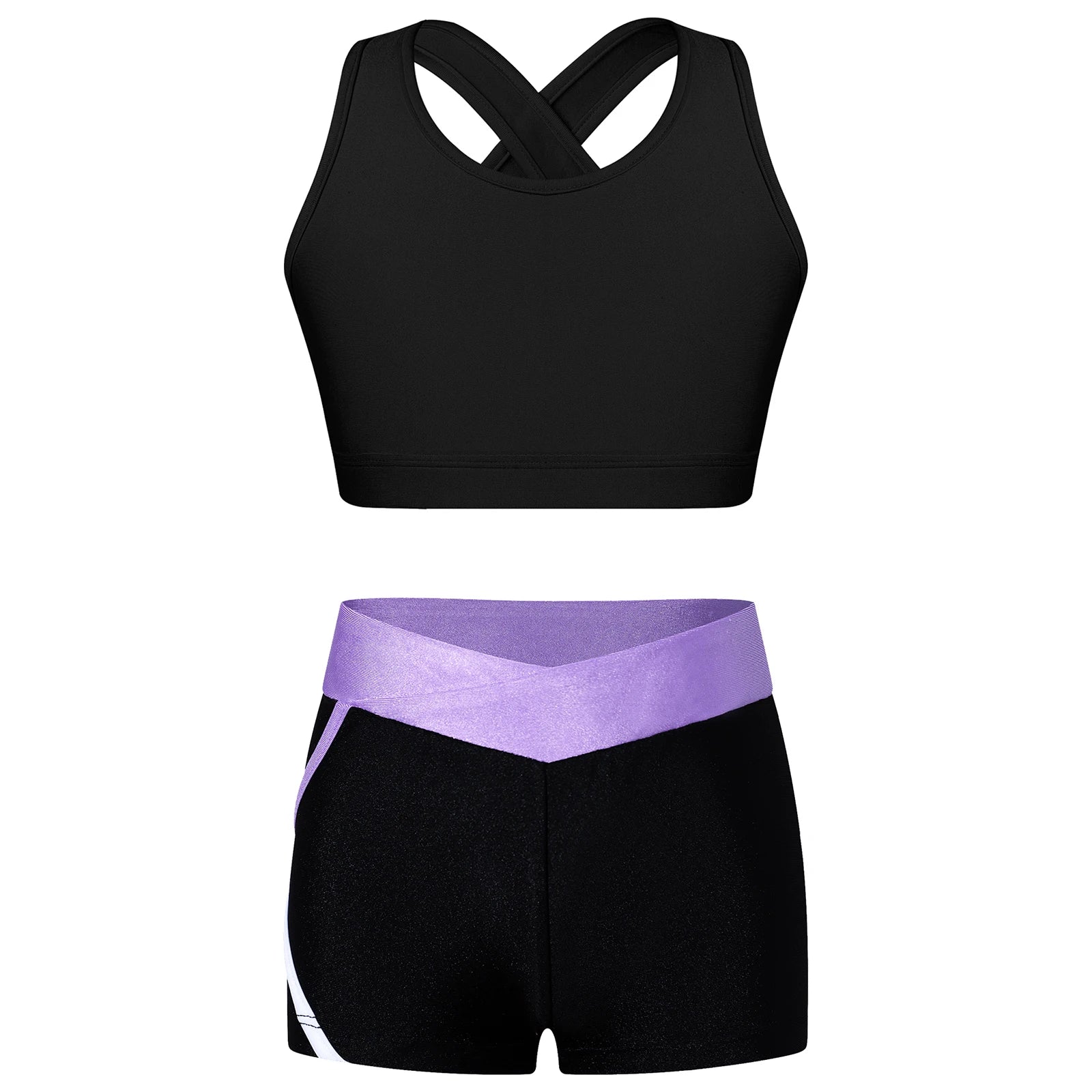 Children's Clothing Girls Ballet Dance Suits Crop Top + Shorts Sports Sets for Running Gym Workout Outfit 8 10 14 16 Kids Sets