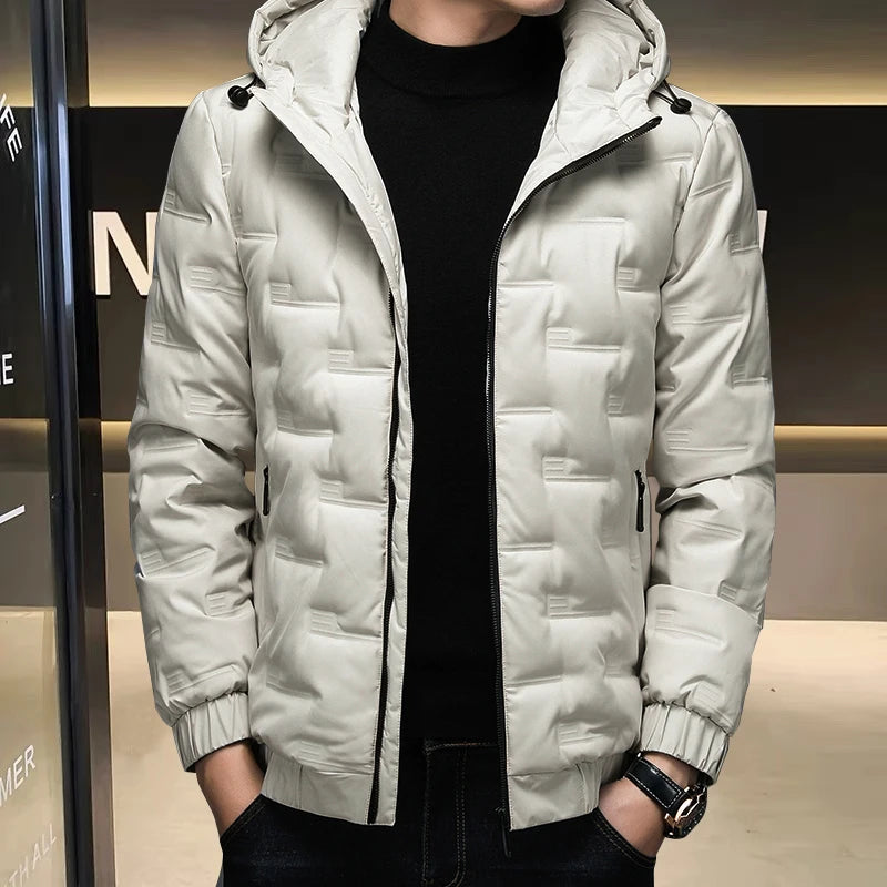 Mens Outdoor Winter Fishing Clothing Warm Cotton-padded Jacket Lightweight Down Jacket Short Hooded Casual Style Men Winter Down