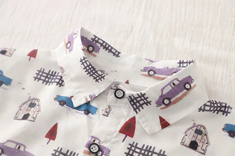 Kids Baby Boy Clothing Set Summer Cartoon Full Car Print T-Shirt + Shorts Fashion Casual Boy Tracksuit Children Baby Clothes Set