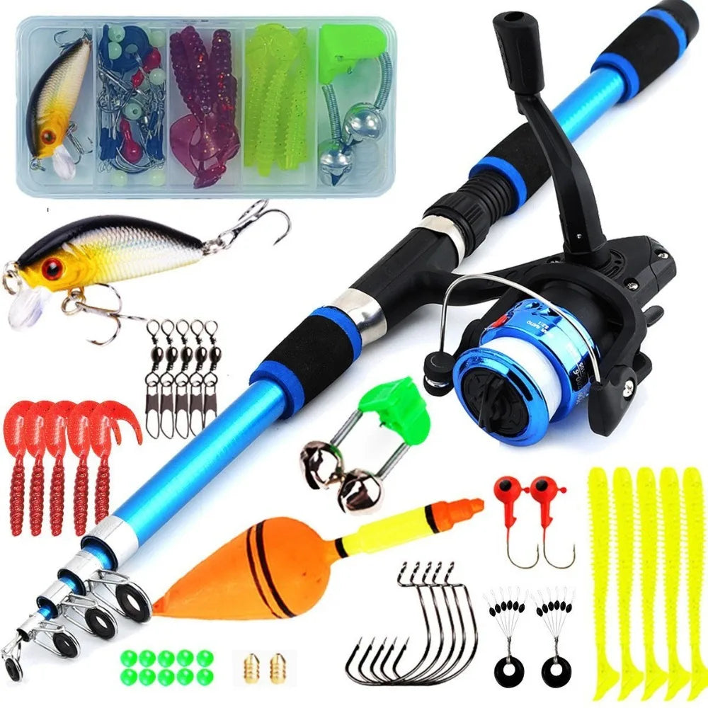 1.8M Length Spinning Fishing Rod 5.2:1 Gear Ratio 3BB Reel Telescopic Rod Max Drag 5kg Telescopic Design Fishing Kit