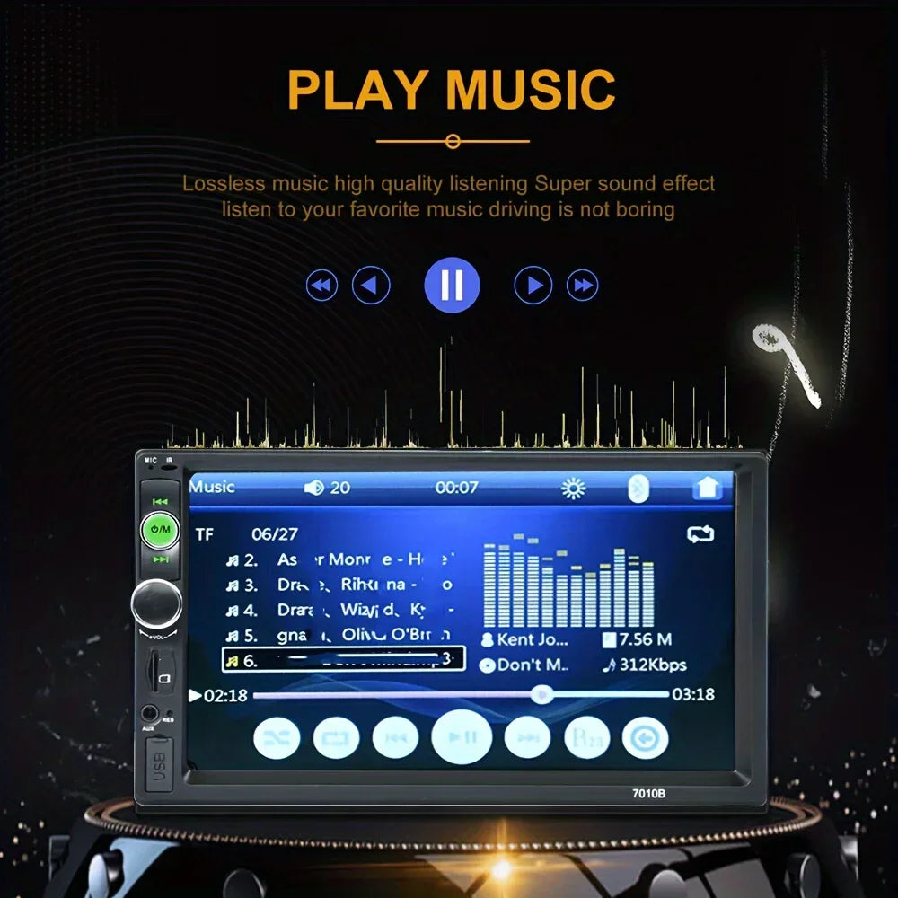 Car Stereo Radio 7 Inch HD Double Din MP5 Player, Touch Screen, USB, TF, FM, AUX, Mirror Link