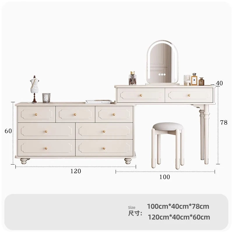 Modern Luxury Vanity Table Drawer Storage Simple Aesthetic Makeup Vanity Table With Mirror Trendy Penteadeira Bedroom Furniture