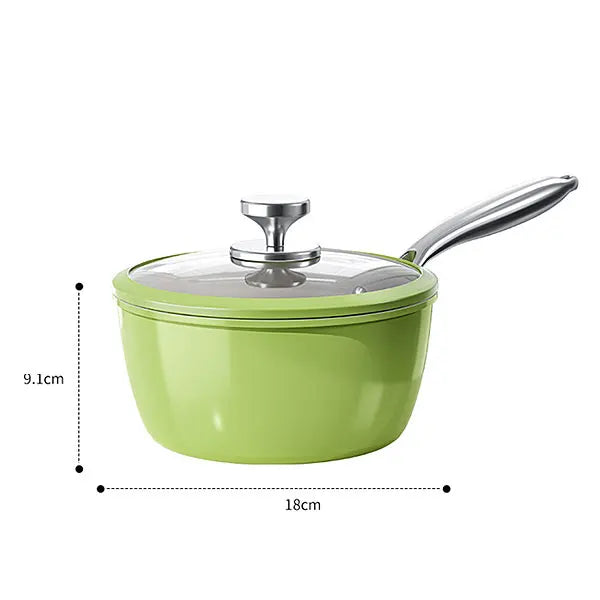 PGY Ceramic Nonstick Saucepan with Lid 16/18/20cm Milk Pot Kitchen Stewing Sauce Pan Noodle Cooking Pot Compatible All Cooktops