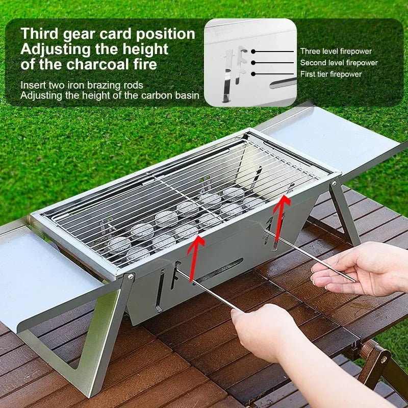 Stainless Steel Barbecue Oven Outdoor Charcoal Thickened Barbecue Grill Household Small One-second Folding Carbon Kebab Stove