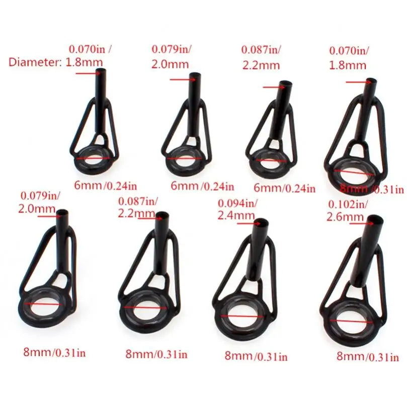 8pcs/lot Mixed Sizes Fishing Pole Rings Repair Kits 8 Sizes Stainless Steel & Ceramics Lure Fishing Rod Guides Circle