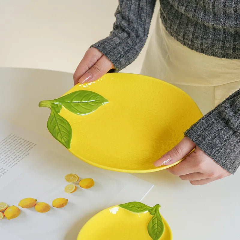 Cartoon Lemon Shaped Ceramic Sauce Dish Tableware Creative Fruit Sushi Dessert Cake Plates High Aesthetic Breakfast Dishes