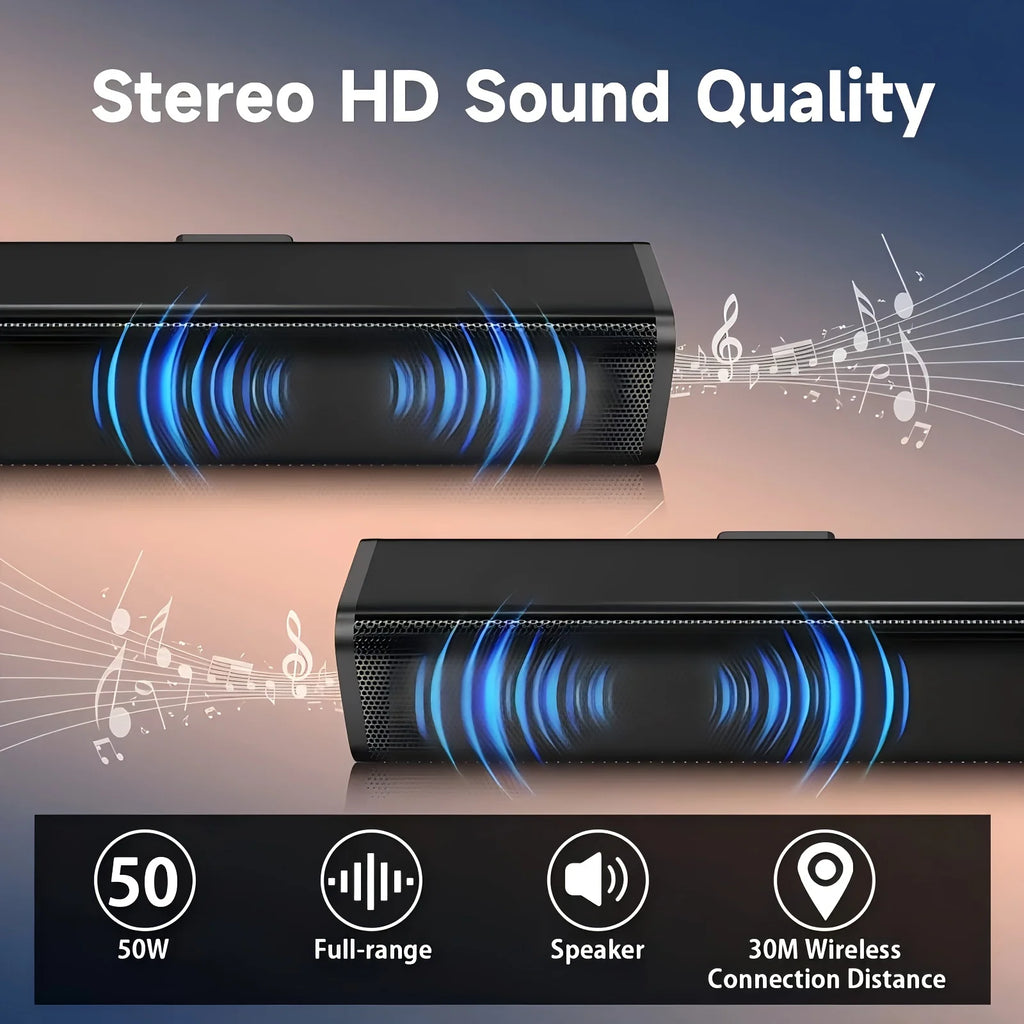 Soundbar Cinema Soundbar Hifi Wireless Bluetooth Speaker Home Theater Tv Computer Soundbar Wall-Mounted Stereo Surround Sound Effect Fm Radio Remote Control Speaker Stand