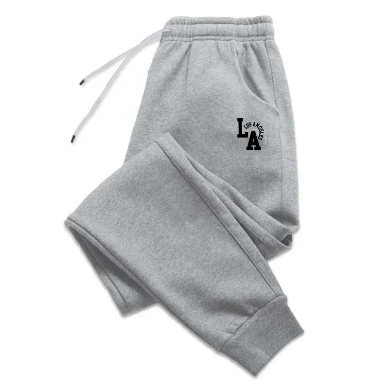Mens Casual Pants LA Print Sweatpants Men Running Jogger Sports Gym Trousers Fashion Solid Color Workout Long Pants