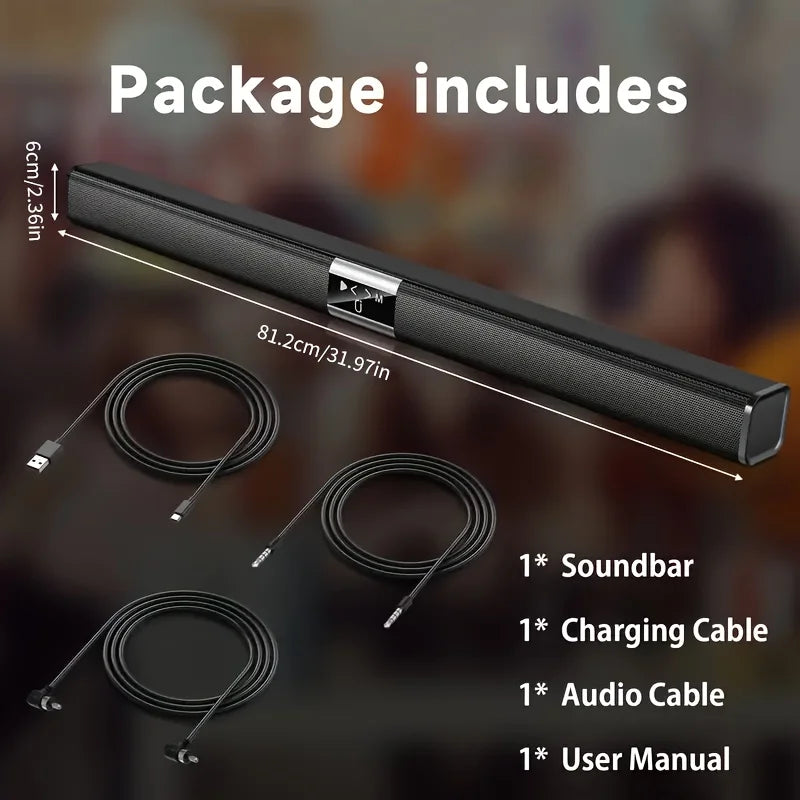 Soundbar Cinema Soundbar Hifi Wireless Bluetooth Speaker Home Theater Tv Computer Soundbar Wall-Mounted Stereo Surround Sound Effect Fm Radio Remote Control Speaker Stand