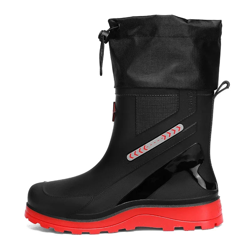 Men's rain boots, rainproof autumn and winter new mid-calf rain boots, chef shoes, high-top outdoor men's shoes