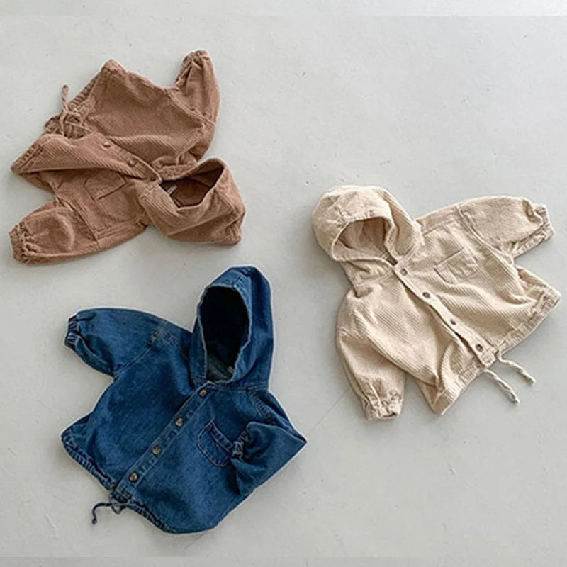 Kids Casual Coats 2024 New Boy Fashion Hooded Jackets Children Solid Colour Outerwear Toddler Spring Autumn Trends Clothing