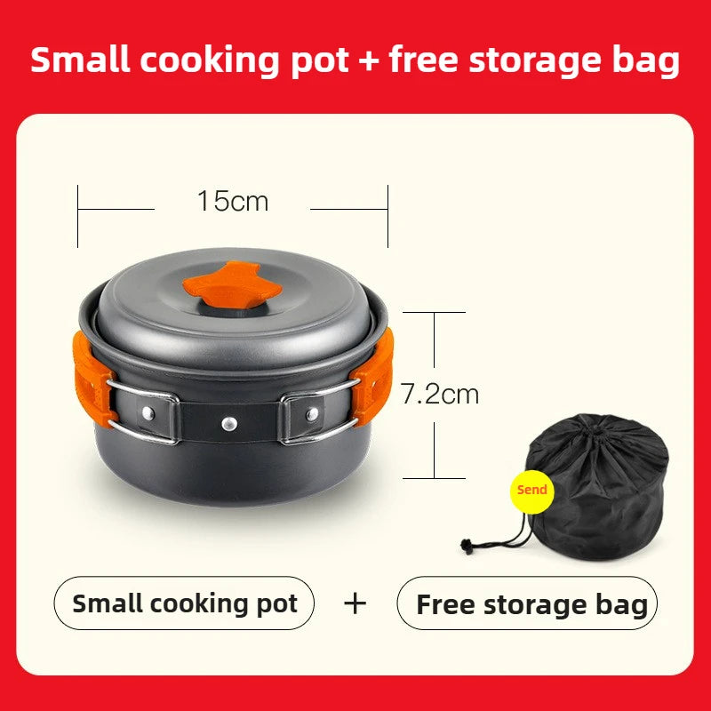 Outdoor Hiking Cookware Camping Cookware Boiling Water Teapot Frying Pan Equipment Portable Camping Pot Supplies Combination Set