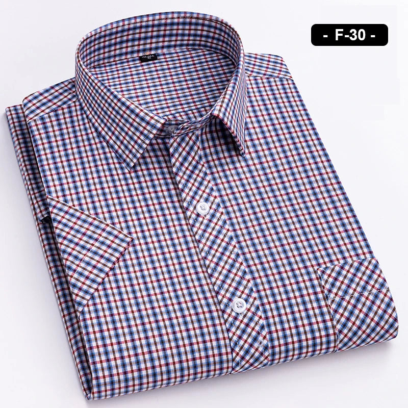 Plaid Short Sleeve Shirts For Man Cotton Checked Colorful New Fashion Summer Young Boy Beach Clothing Confortable Casual Shirts