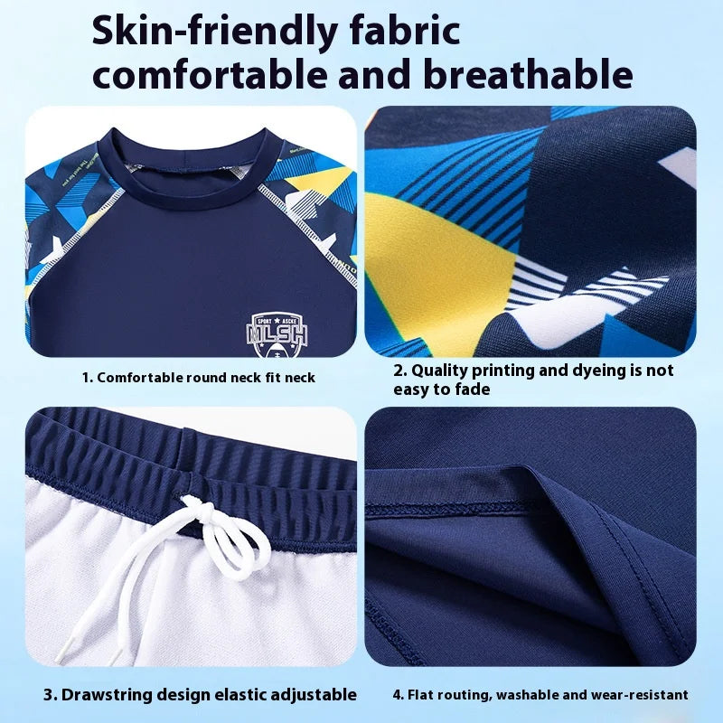 New Kids Swimsuit Medium Kids Baby Split Suit Swim Trunks Light Short Sleeve Beach Swimsuit Boys Swimsuit Swim Trunks