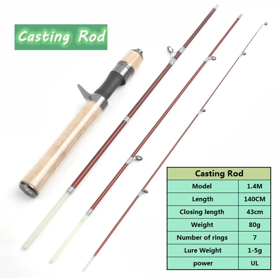 1.4M Glass Spinning Lure Rod Slow Lure Ultralight Rods Ultra Light Solid Tips Trout Stream Fishing Pesca Casting Rod